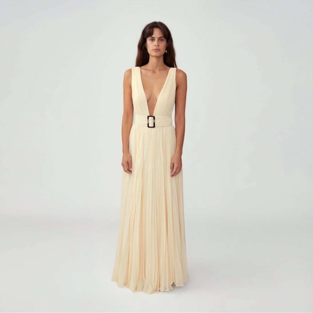 Fame and Partners Pleated V Neck dress